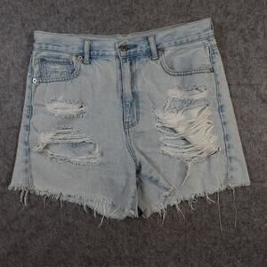 American Eagle Shorts Womens 6 Mom Short Denim Distressed Raw Hem Baggy 4"